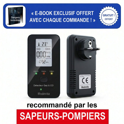 Détecteur de CO 4 en 1 Modovita – e-book offert, recommandé par les sapeurs-pompiers