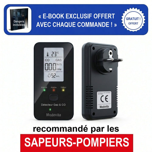 Détecteur de CO 4 en 1 Modovita – e-book offert, recommandé par les sapeurs-pompiers
